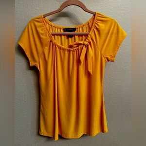 Liz McCoy Women’s Top Scoop Neck Blouse Tie Front Short Sleeve Tunic